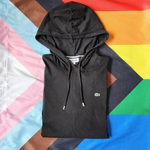 Lacoste Long Sleeve Hoodie Shirt - Mens Hooded T-Shirt (Black) - FR7 US XXL